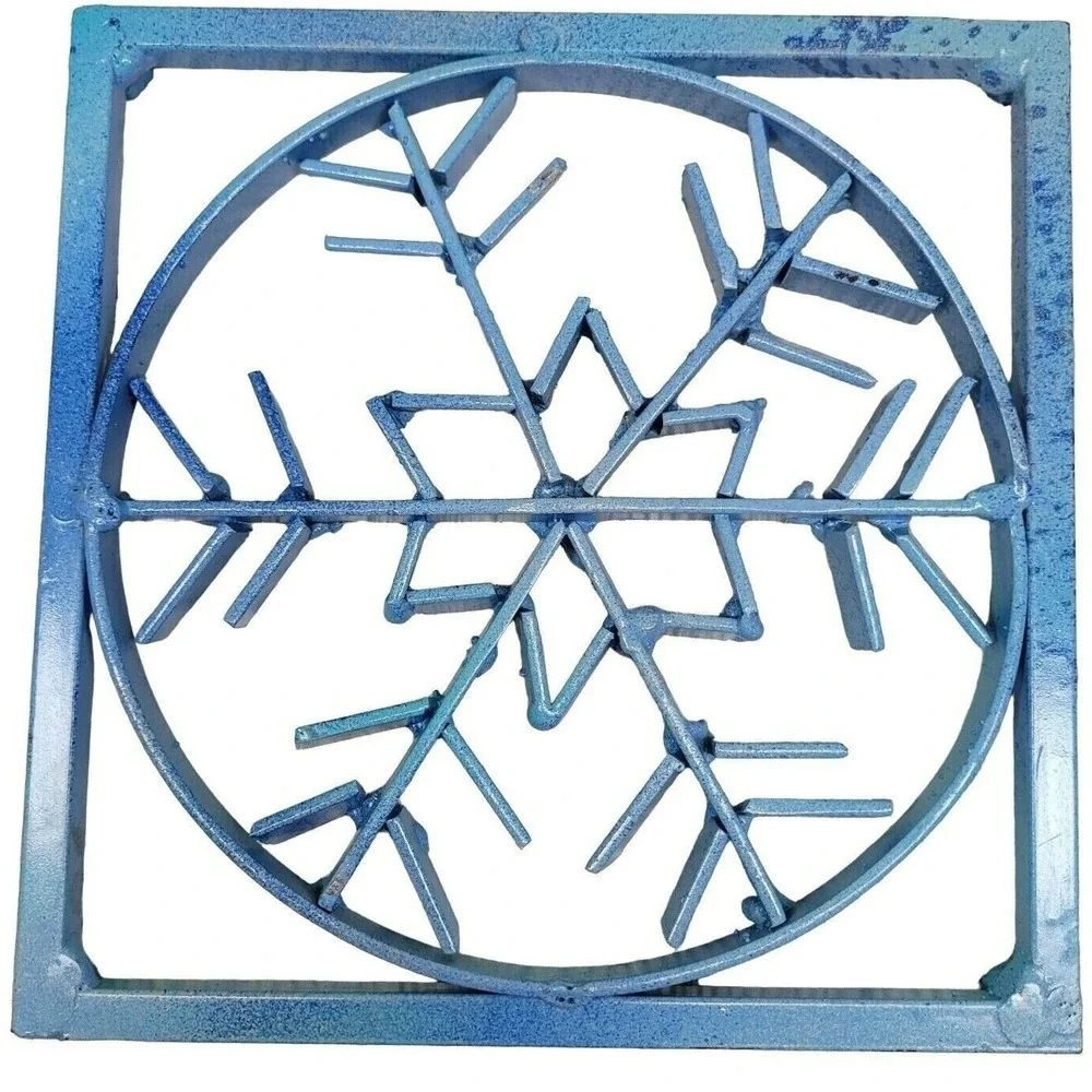Handmade Snowflake Wall Decor Kitchen Trivet‎ Blue Metal Industrial Welded Art